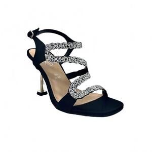 NEW EXE women's alberta sandals in black with silver stones